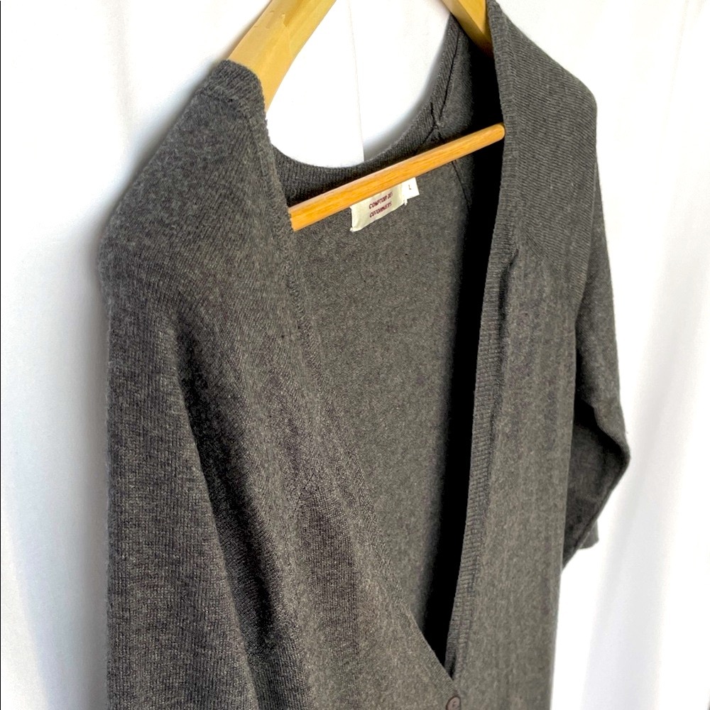 Comptoir Des Cotonniers Gray V-Neck Silk Cashmere Blend Sweater Tunic Size L